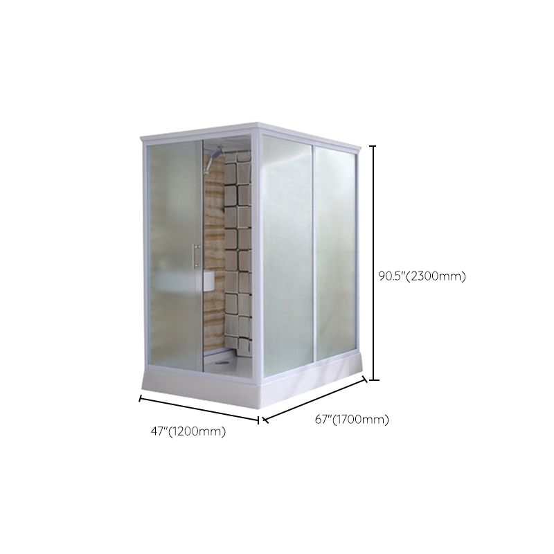 Clear Rectangle Shower Stall Modern Single Sliding Shower Stall