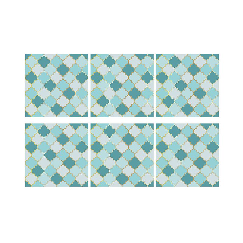 Aqua Quatrefoil Wallpaper Panel Set Peel and Stick Modern Bathroom Wall Decoration