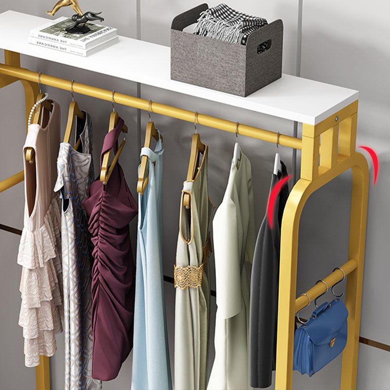 Modern Metal Entryway Kit Hanging Rail and 2 Storage Shelving Coat Hanger