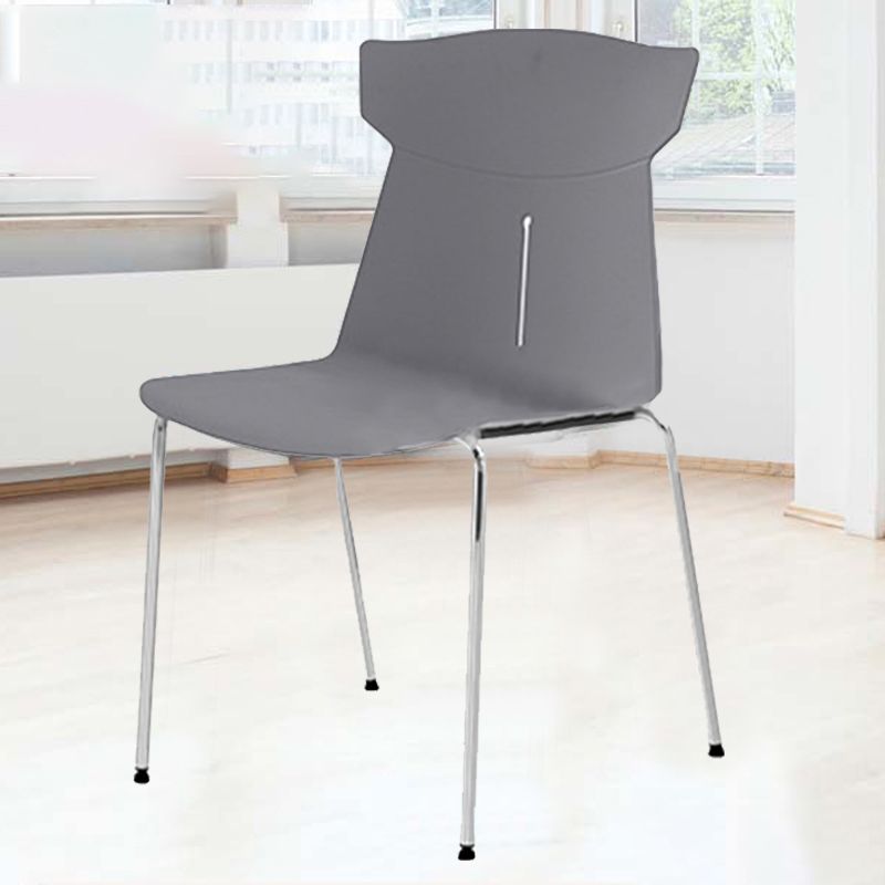 Contemporary No Wheels Desk Chair Plastic Armless Conference Chair