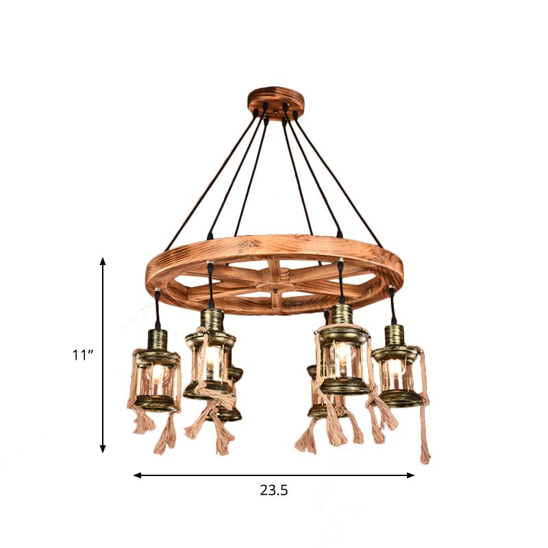 6-Light Metal Hanging Chandelier Coastal Bronze Kerosene Living Room Pendant Light Fixture