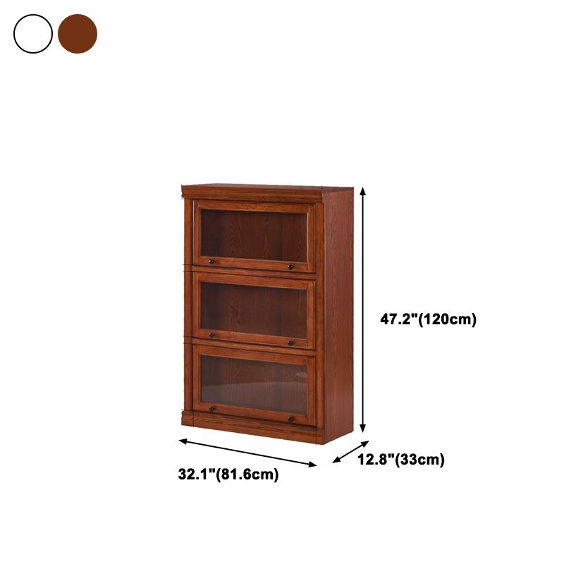 Modern Bookcase Wood Closed Back Bookshelf with Door for Office