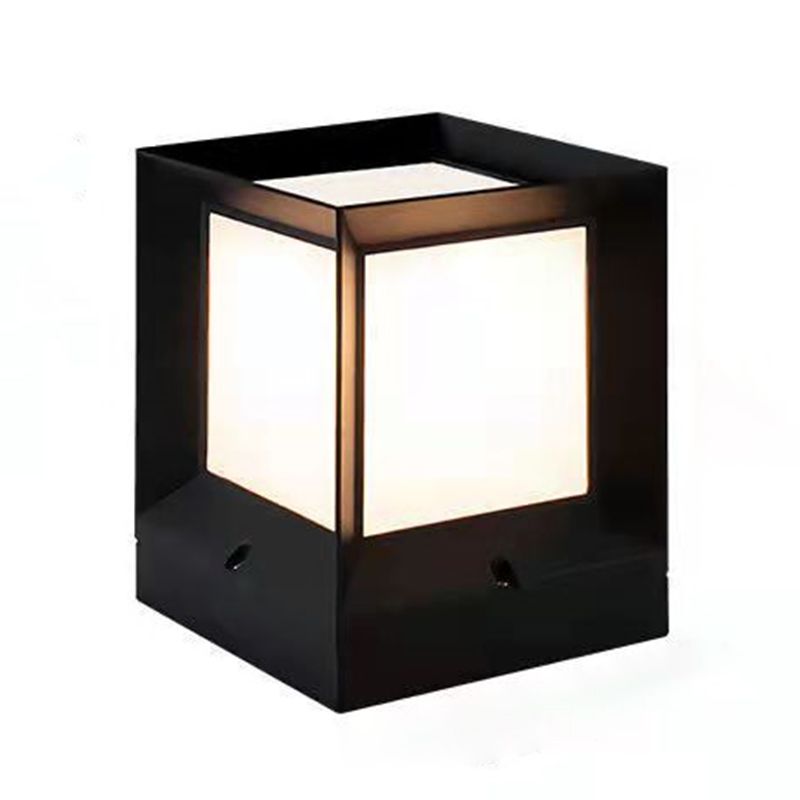 Modern Simple Plastic Outdoor Light Rectangle Shape Waterproof Pillar Lamp for Courtyard