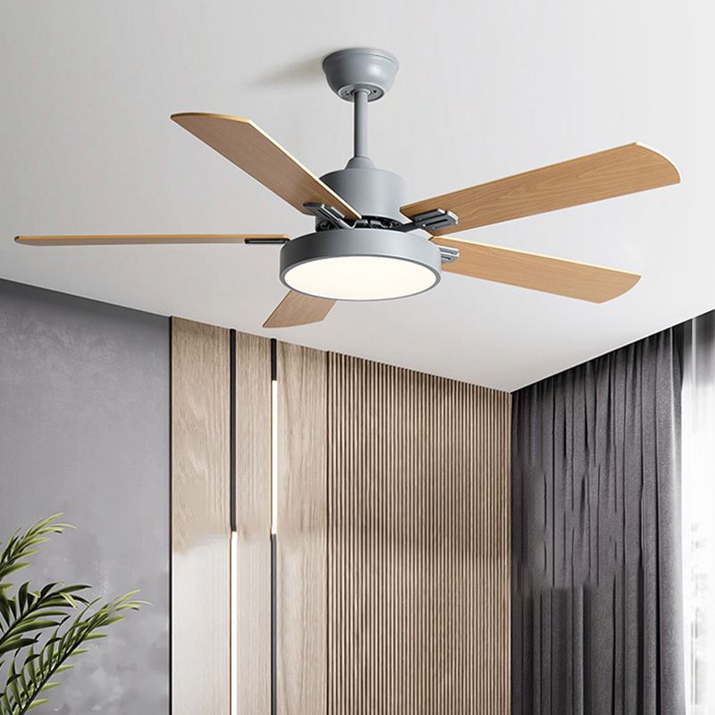 Modern Wooden Ceiling Fan Light Fixture Colorful LED Ceiling Lamp for Bedroom