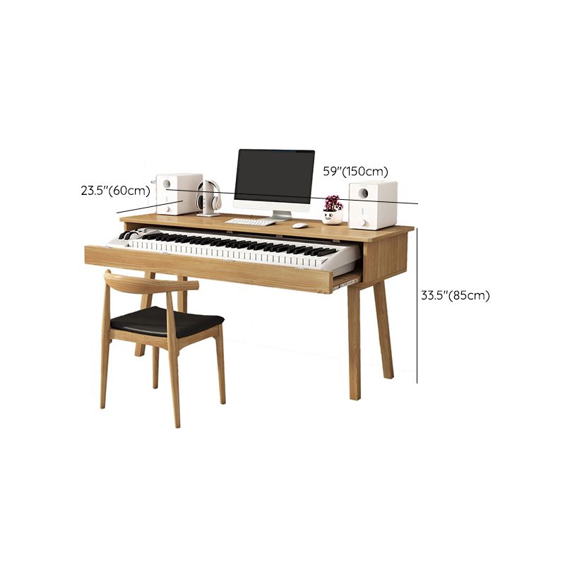 Modern Style Natural Piano Table Solid Wood Parsons Base Computer Desk