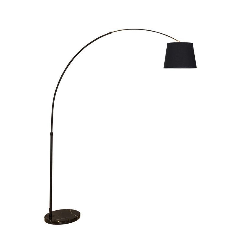 Bodet de tissu Lumière debout Simplicité 1-Light Black Floor Lighting avec bras de pêche à la pêche