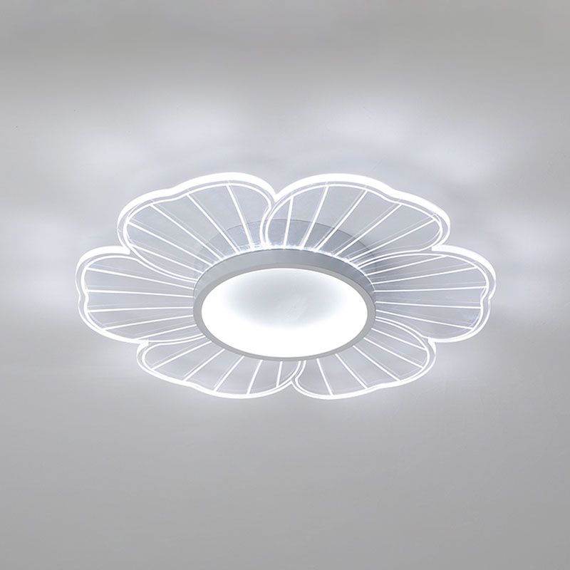 Modern Flower Shape Ceiling Fixture Metal Flush Light with Acrylic Shade for Living Room