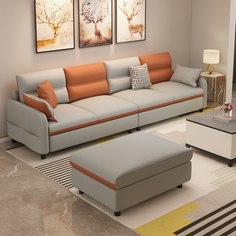 102.4" W √ó 102.4" D √ó 29.53" H Faux Leather Straight Arm Sectional with Stain-Resistant