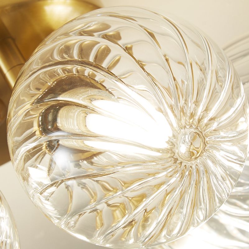 Nordic Style Golden Ceiling Lamp Ball Shape Ceiling Light with Glass Shade for Bedroom