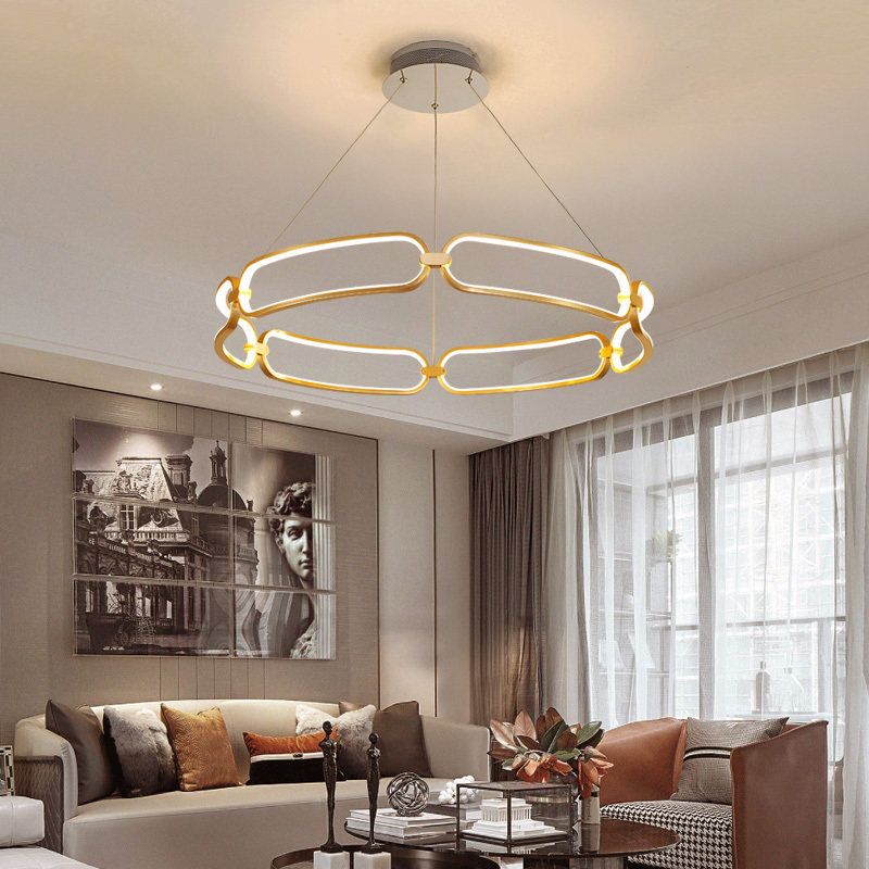 Bracelet Metal Chandelier Lamp Modern 1 Light Gold Led Ceiling Pendant Light in White/Warm Light