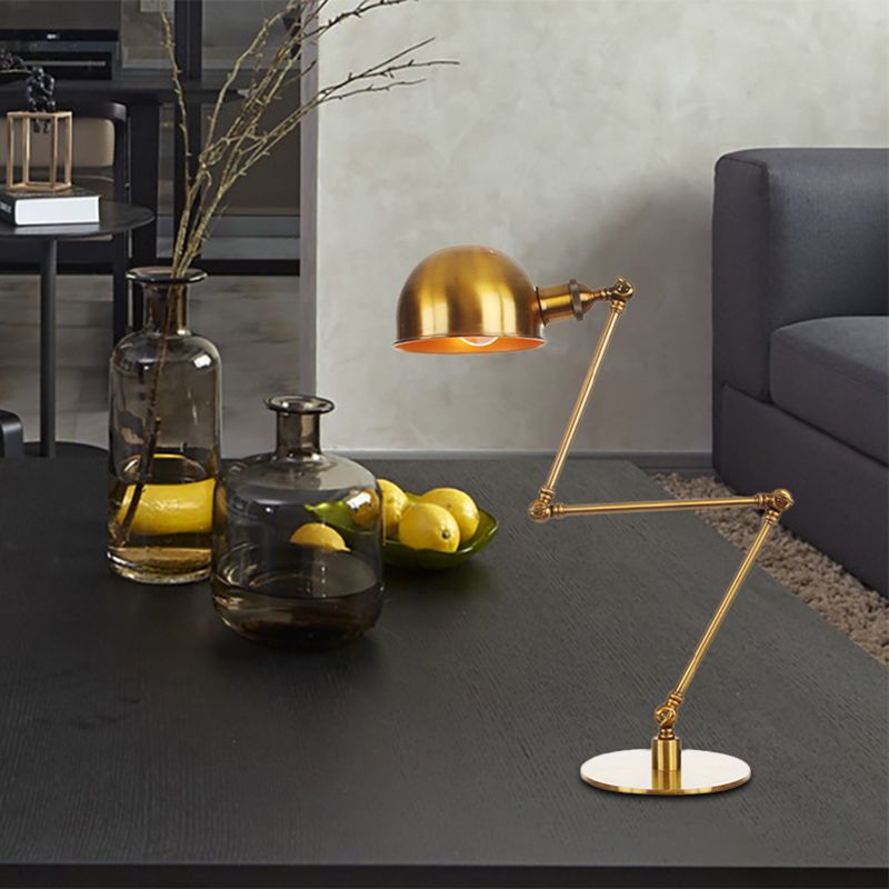 Golden Bowl Shade Table Lamp Industrial Stylish 4"/8.5" W 1 Light Metal Table Lighting with Adjustable Arm