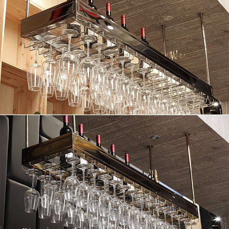 Modern Polished Finish Metal Hanging Wine Holder for Kitchen