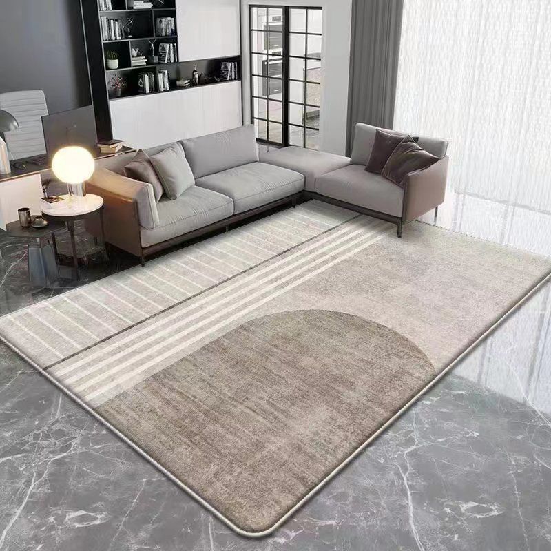 Dark Beige Modern Rug Polyester Geometric Rug Washable Rug for Drawing Room