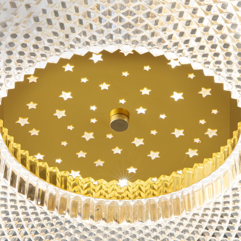 Single Modern Golden Flush Mount Lighting Round Shaded Ceiling Light