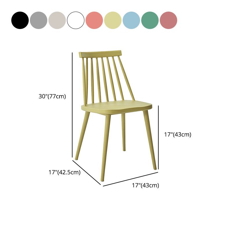 Scandinavian Slat Back Side Chair for Home Plastic Dining Armless Chair