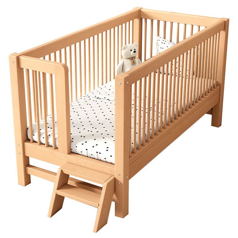 Solid Wood Nursery Bed 39.4" High Natural Convertible Baby Crib