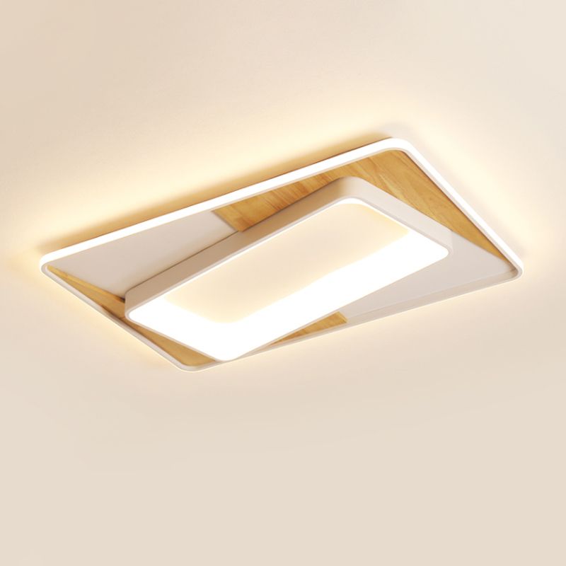 Rectangle Minimaliste Acrylique Flush Mount LED Ceiling Light Fixture for Living Room in White