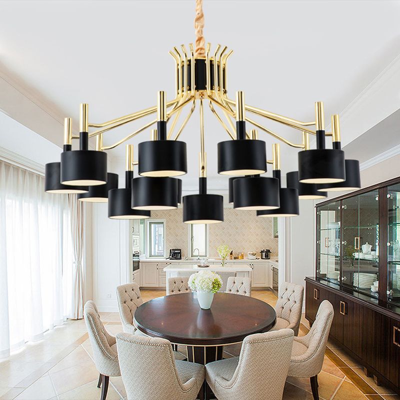 Drum Shade Chandelier Light Post-modern Metal Living Room Suspended Lighting Fixture