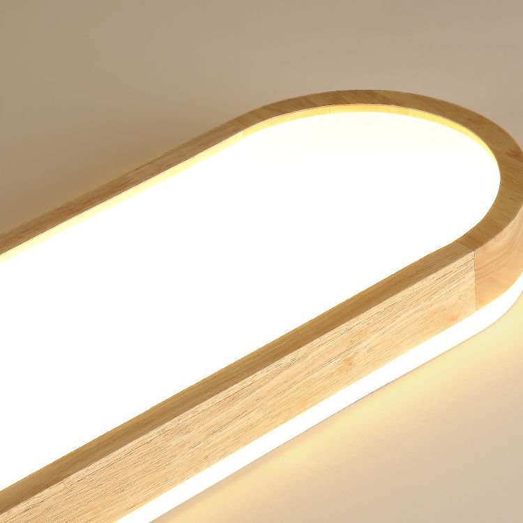 Wooden LED Ceiling Light Oval Simple Ceiling Mount Light with Acrylic Shade