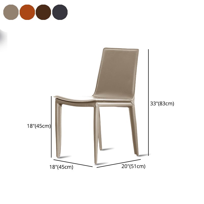 Modern Design Armless Solid Back Chair Leather Dining Chairs for Home Use