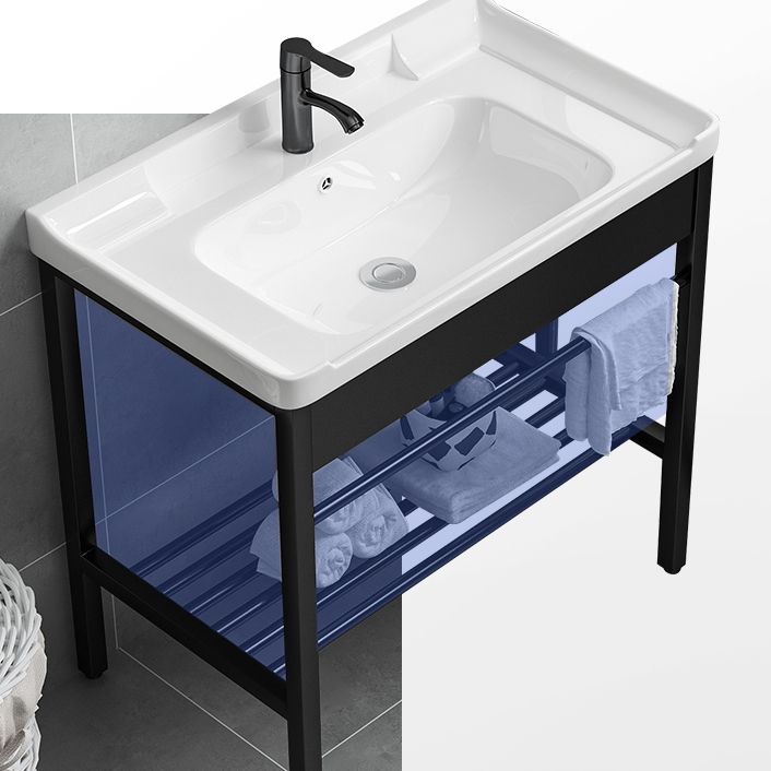 Modern Bathroom Sink Vanity Metal Frame Shelving Included Freestanding Sink Vanity