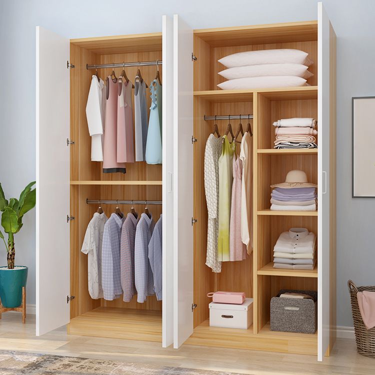 Modern Style Wardrobe Closet Manufactured Wood Shelved Kids Closet with Garment Rod