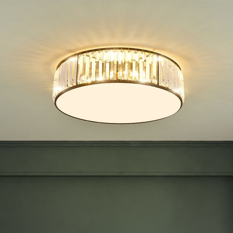 3/4/5-Light Golden/Black Flush Mount Lighting Shaded Ceiling Light with Crystal