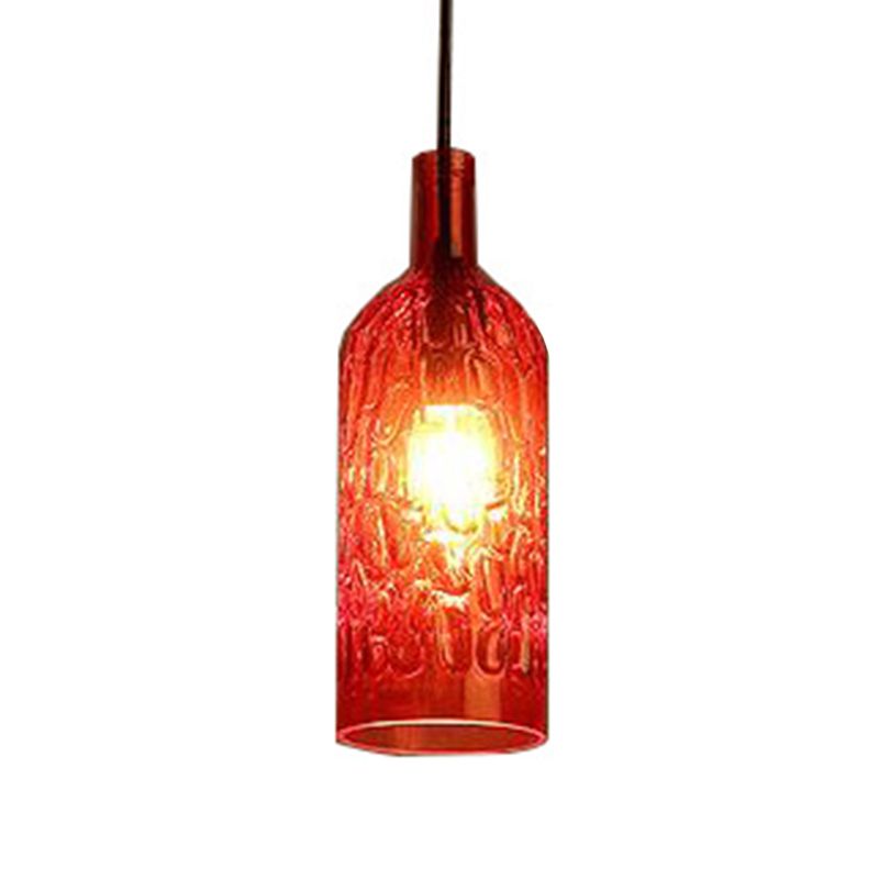 Vintage  Art Deco Wine Bottle Hanging Lamp Wavy Glass 1 Light  Restaurant  Down Lighting Pendant for Bar