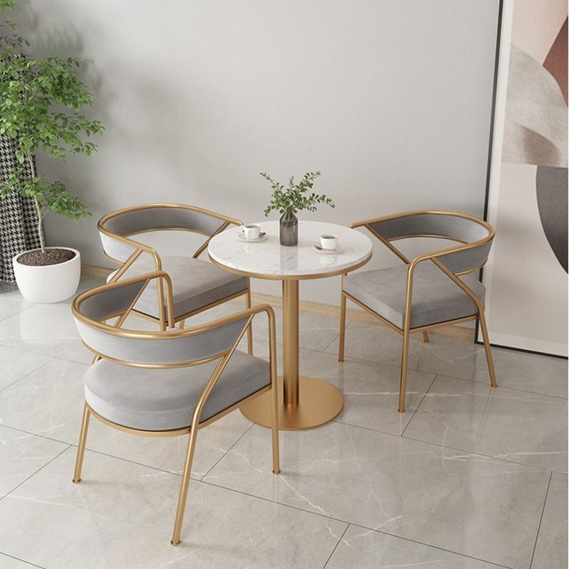 Glam Style Upholstered Dining Chair Open Back Dining Arm Chair