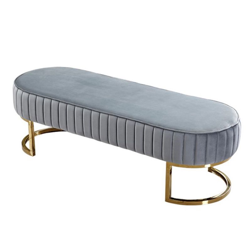 17.7" H Cushioned Ottoman Bench Glam Metal Seating Bench with Legs