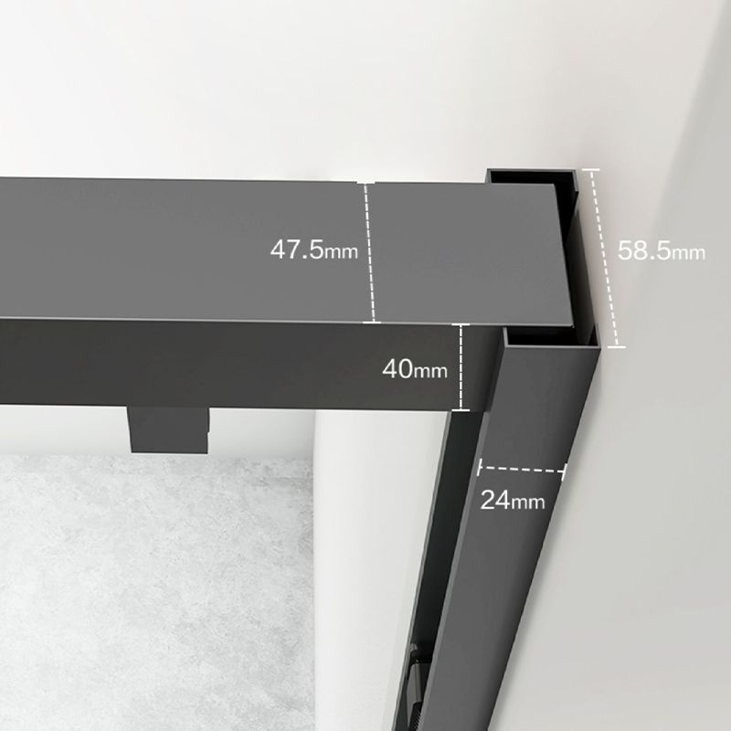 Bypass Semi Frameless Shower Door Tempered Glass Shower Door in Black
