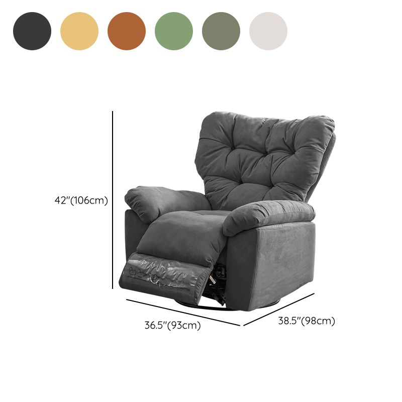 Contemporary Wing Chair Recliner Metal Microsuede Indoor Swiveling Solid Color