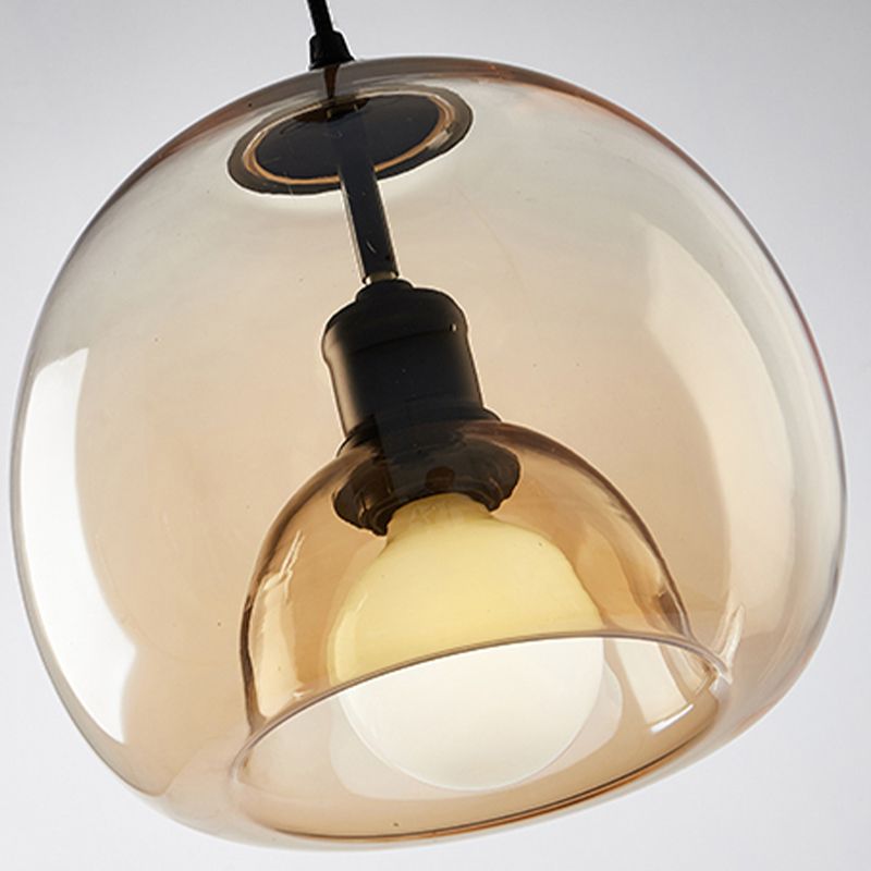 1 / 3 - Light Island Pendant Light in Dark Black Metal and Glass Ceiling Pendant Fixture