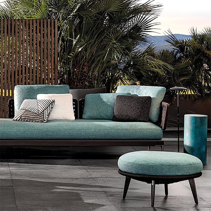 Modern Outdoor Loveseat Water Resistant Outdoor Patio Sofa with Ottoman