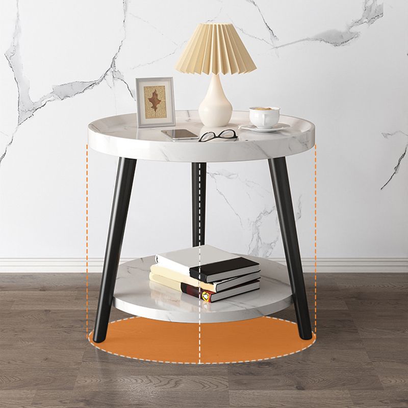 Contemporary Accent Table Nightstand Antique Finish Open Storage Night Table