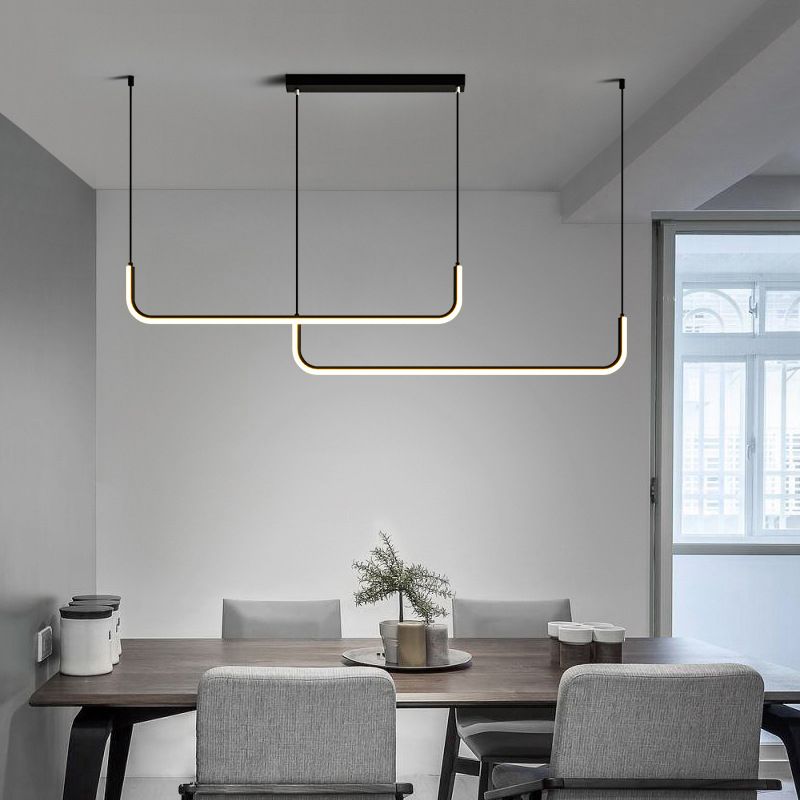 Luces de isla colgantes de tubo accesorios de iluminación de lámpara de aluminio ultra contemporánea para restaurante