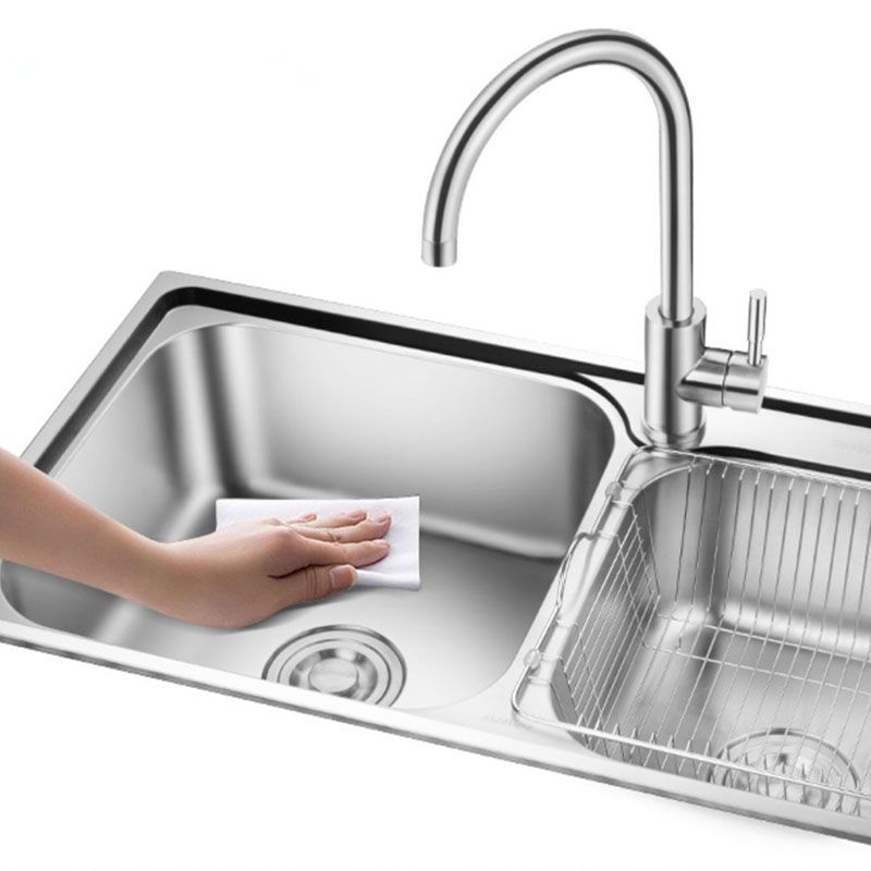 Double Basin Kitchen Sink Modern Stainless Steel Kitchen Sink with Drain Assembly