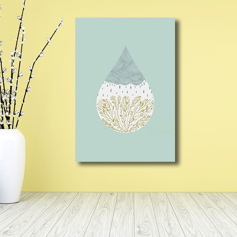 White Raindrop and Plant Canvas Decorative Nordic for Drawing Room Wall Art Decor