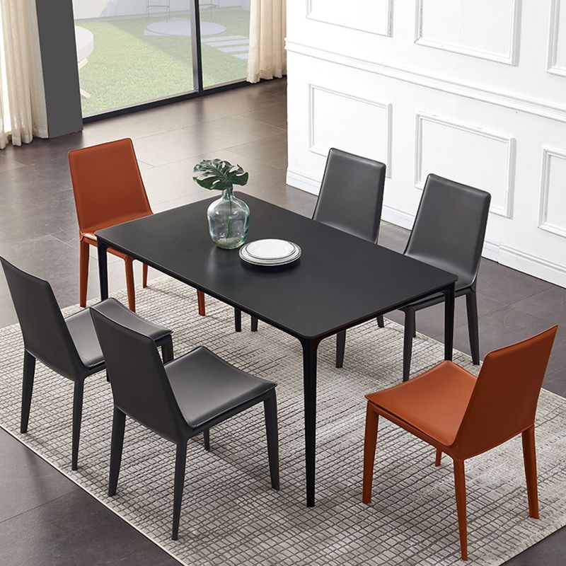 Meeting Room Solid Back Designer Style Side Chair Matte Finish Leather Dining Chair