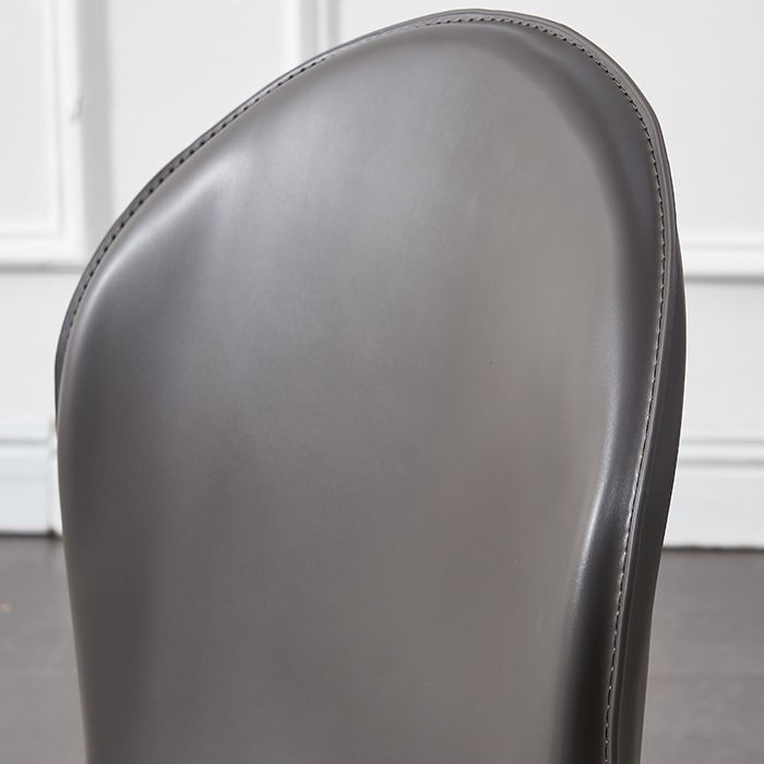 Contemporary Armless Solid Back Chair for Home Leather Dining Side Chair