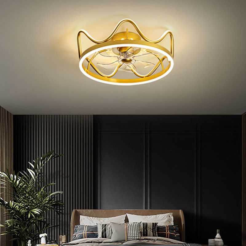 Metal Fan Ceiling Lights Modern Style 2 Lights Flush Mount Lamp for Kids' Room