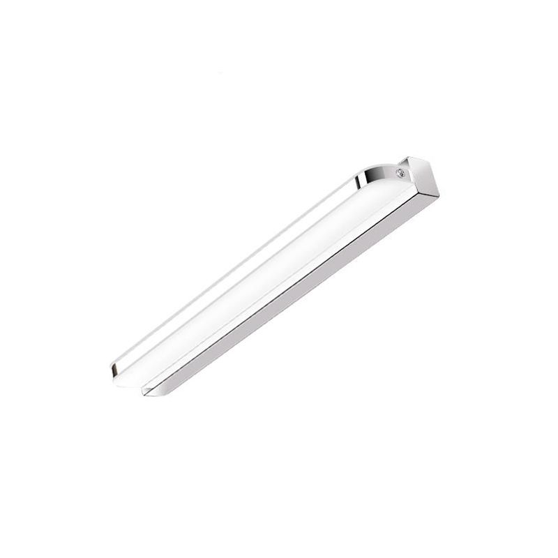 Metal Linear Shape Mirror Wall Light Modern 1-Light Mirror Wall Mount Light in Silver