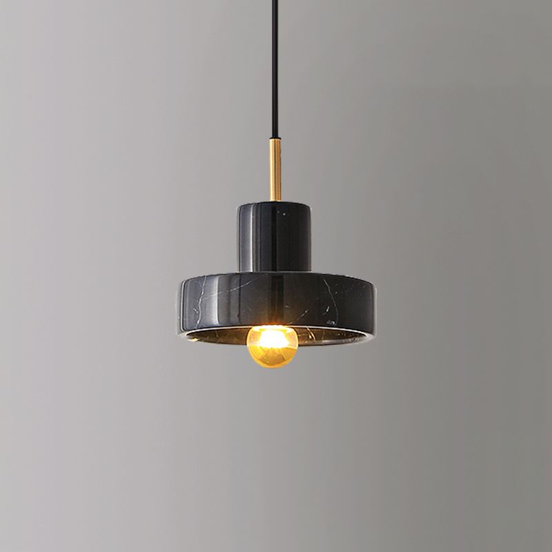 Modern Hanging Light Fixture 1-Light Pendant Lamp with Stone Shade for Bedroom