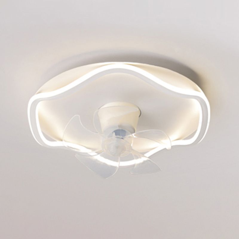 Nordic Style LED Ceiling Fan Wave Fan Lighting in White for Bedroom