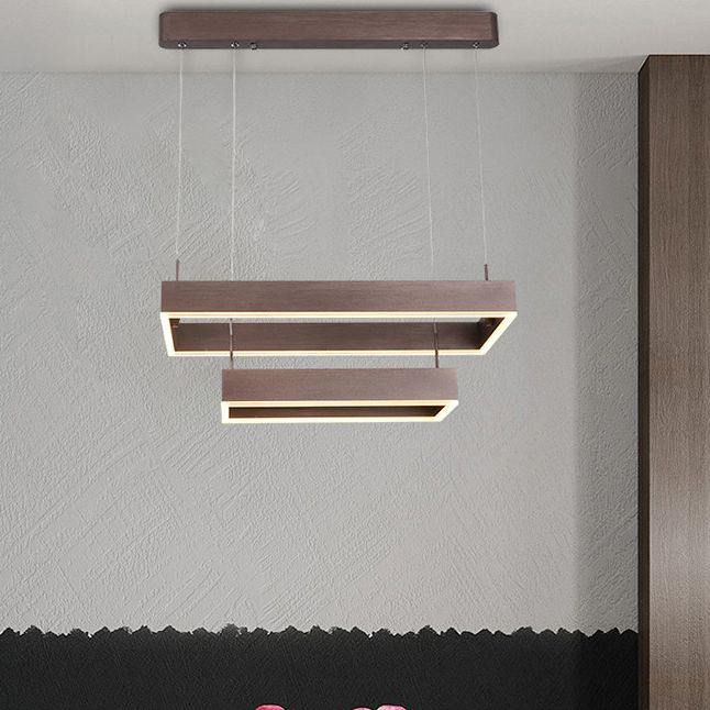 Coffee Multi-Tier Ceiling Hung Fixture Minimalist Style LED Metal Chandelier Pendant Light