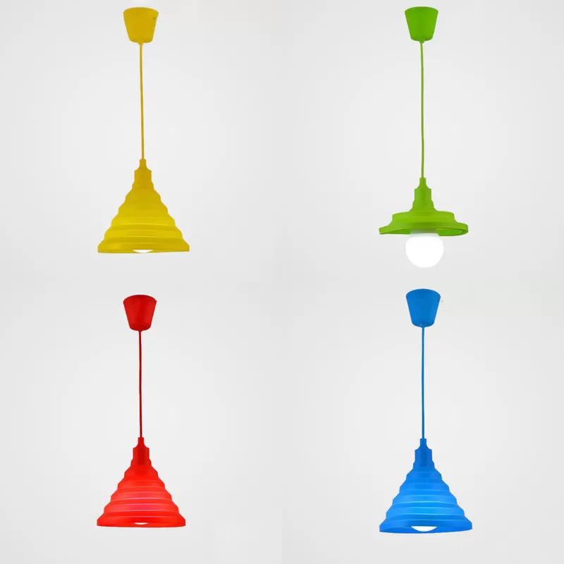 Kids Conical Hanging Pendant Metal Single Head Bright Colored Hanging Light for Game Room