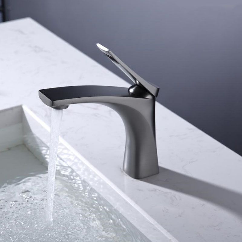 Modern Vessel Faucet Brass Lever Handles Low Arc with Water Hose Bathroom Vessel Faucet