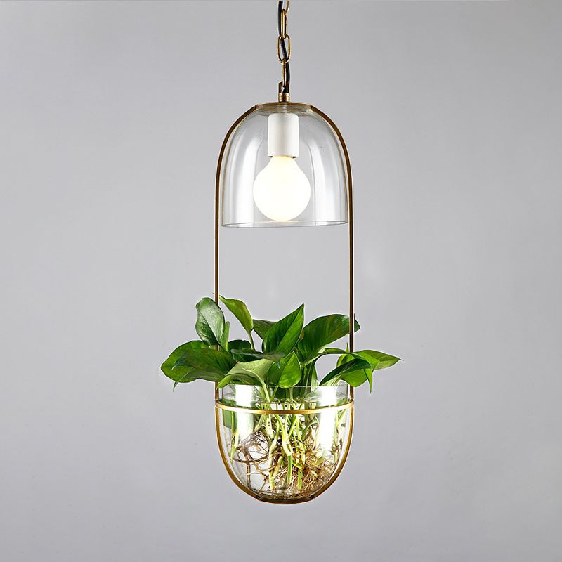 Industrieel plafond hanglagglas plant licht Licht Creative Coffee Shop Restaurant Licht (zonder planten)