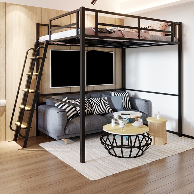 Built-In Ladder Guardrail Loft Bed Headboard Bed with Footboard