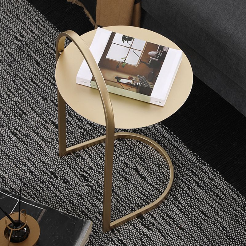 Metal Round Night Table Modern Non-Storage Legs Included Nightstand in Black/Gold